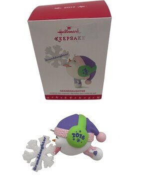 Hallmark 2016 Granddaughter Keepsake Ornament Snowman Holding Snowflake